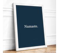 Namaste Minimalist Framed Wall Art Print A1 (84.1×59.4cm) White, Wall Decor for Living Room, Bedroom, Office & Home, Ready to Hang, Art Gift