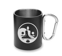 Namaste Yoga Balance yin yang Metal Cup Carabiner Handle, Camping Mug