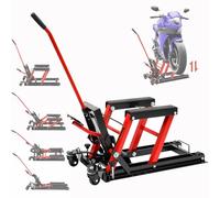 NaMaSyo Hydraulic Motorcycle Jack Lift 680KG Motorbike Mounting Stand Trestle Folding Lift Scissor Bikes Garage Repair Stand Wide Deck Hoist Stand For Bike Motor Cruiser Street