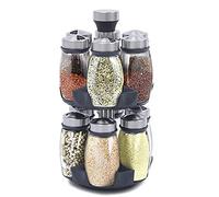 NaMaSyo Spice Rack Rotating Kitchen Organizer Storage 360 ° Rotating 12x Spice Jars With Lids Jar Revolving Spice Rack Seasoning Bottle Set Holder Spice Glass 120ml Cooking