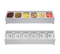 NaMaSyo Stainless Steel Gastronorm Pan with Lid Food Containers Pot Pan Holder Bain Marie Pan Top shelf for containers Gastronorm RCPN 6 incl. 6 GN 1/6 containers dishwasher-safe