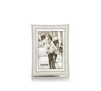 nambe Beaded Picture Frame, 4" x 6" | Photo Frame with Tempered Glass | Vintage and Contemporary Design | Tabletop Display Family, Friends, Wedding Gift, Home Office Décor | Silver Plate and Glass