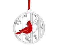 Nambe Cardinal Ornament, Vibrant Red Cardinal Perched on Delicate Silver Branches - Handmade Decoration, Symbolic Holiday Keepsake, Elegant Winter Home Decor - Thoughtful Festive Gift