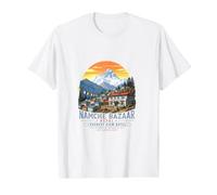 Namche Bazaar Nepal Everest View Hotel Mountain Trek Value Graphic T-Shirt, Men, White, M