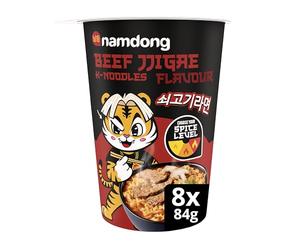 Namdong Beef Jjigae Noodle Pot Korean-style instant noodles with a sachet of chilli mix 8x 83 g