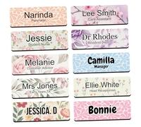 Name Badge - Custom Floral Work Tag for Student Nurses, Doctors - 2.5x7.5cm - Personalised Flower Art Nursing Job Accessory - with Pin or Magnet