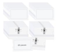 Name Badges with Crocodile Clip and Safety Pin, 60 Pcs Badge Holders, Clear Name Badge Holders Plastic ID Name Badge for School Office Conference(9 * 5.6cm)
