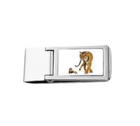 Name Cat Tiger Ferocious Art Deco Fashion Slim Money Clip Stainless Holder Pocket Wallet
