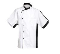 Name Embroidery Unisex Short Sleeve Chef Coat Uniform Jacket (XXL (for Chest 46-47), White)