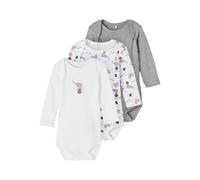 NAME IT Baby Nbnbody 3P Ls Mel Circus Noos Bodysuit, Grey Melange, 9-12m
