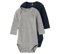 NAME IT Bestseller A/S Unisex NBNBODY 2P LS Dark Sapphire NOOS Bodysuit, 68, Dark Sapphire