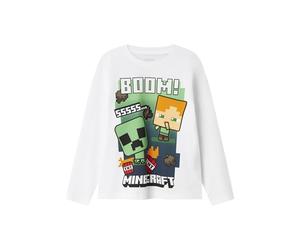 NAME IT Boys Nkmac Minecraft LS Nreg Top Box Noos Bfu, Bright White, 116