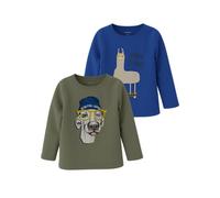 NAME IT Boy's NMMORINDO 2P LS TOP PB T-Shirt, Deep Lichen Green/Pack:SURF The Web, 110 (Pack of 2)