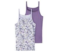 NAME IT Girl's Nkfstrap Top 2P Flower Noos Undershirt, Purple Heather, 7-8 Years