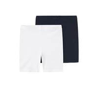NAME IT Girl's NKFVIVIAN 2P Solid Short Legging NOOS Leggings, Dark Sapphire/Pack:Pack with Bright White,