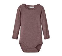NAME IT Girl's NMFWANG Wool NE.LS Body Solid NOOS XXIII Bodysuits for Baby, Peppercorn, 98