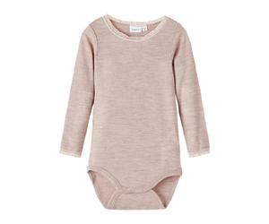 NAME IT Girl's NMFWANG Wool NE.LS Body Solid NOOS XXIII Bodysuits for Baby, Sphinx, 92