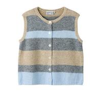 Name It Girls Striped Knitted Vest, Subdued Blue, Size Age: 13-14 Years Ubdued Blue
