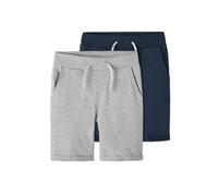 NAME IT Kids Boy's NKMVERMO 2P Long SWE Shorts UNB F NOOS Shorts, Grey Melange/Pack:Packed with Dark Sapphire, 104