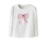 Name It Mini Girls 3D Bow Long Sleeve Tshirt, White, Size Age: 2-3 Years White