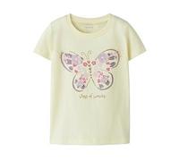 Name It Mini Girls Embellished Butterfly Short Sleeve Tshirt, Pear Sorbet, Size Age: 2-3 Years Pear Sorbet
