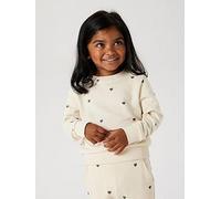 Name It Mini Girls Heart Print Co-Ord Sweat, Cream, Size Age: 7-8 Years Cream