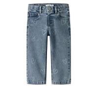 Name It Mini Girls Heart Straight Jeans, Blue, Size Age: 2-3 Years Blue