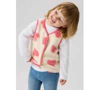 Name It Mini Girls Heart Teddy Fleece Gilet, Antique White, Size 2-3 Years Antique White