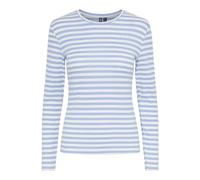 PIECES Women's Pcruka Ls Top Noos Longsleeve T-Shirt, Hydrangea/Stripes: Cloud Dancer, XS