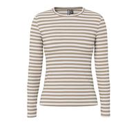 PIECES Women's Pcruka Ls Top Noos Bc T-Shirt, Silver Mink/Stripes: Cloud Dancer, XL