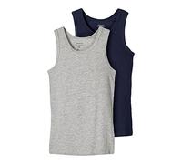 NAME IT Top NKMTANK Double Pack for Boys, Organic Cotton, Grey Melange/Pack: w/Dark Sapphire, 12-18 Months