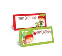 Name Place Cards 24 Pack - Red & Green Elf Christmas Place Cards - for Events, Festive Table Decorations, Party, Dinner Reception, Seating Arrangements