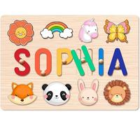 Name Puzzle for Kids Personalized, Christmas Custom Baby Gifts, 1st Birthday Gifts, Wooden Puzzles for Toddlers, Early Learning Toys for Baby Boy or Baby Girl