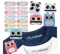 Name Stamp for Clothing Kids, No-Iron Kids Fabric Clothing Labels,Double Sided Name Stamp(White + Black Ink)