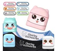 Name Stamp for Clothing Kids Waterproof,Custom Two Color Double Sided Name Stamp(White + Black Ink) Kids Stamps，School Daycare Essentials，Personalized Signature Stamp