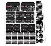 Name Stickers Set - Children - 126 Pieces - Flag Great Britain with Desired Text - Personalized - Name Labels - for Young People - Company - University - School - Kids - Kindergarten