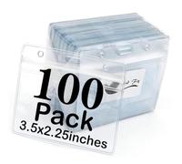 Name Tag Badge ID Card Holders 100 Pack Clear Plastic Horizontal Premium Badge Holder
