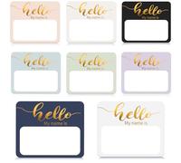 Name Tag Stickers 120 Pcs Gold Foil Hello My Name is Name Tag Stickers(3 "x2.5) Nametags Stickers for Clothes,Office,Student,Home Christmas Name Tags for People,Holiday Name Tags Stickers,8 Color