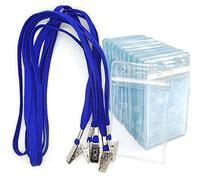 Name Tags 50 Pack Lanyards with Bulldog Clip and 50 Pack Waterproof Clear Plastic Vertical Name Tag Badge ID Card Holders(Blue)