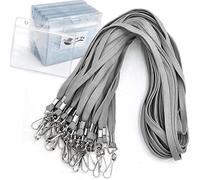 Name Tags Gray Lanyards/Badge Holder Pairs Woven Round Lanyard & Horizontal Sealable Waterproof Clear Plastic ID Card Lanyards with id Holder Name Badges (Gray, 50 Pack)