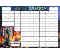 Name the Dragon Fundraising Scratch Card. A4 Size -100 Squares - Double Sided 330gsm Card