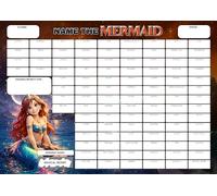 Name the Mermaid Fundraising Scatch Card. A4 Size - 100 Squares - Double Sided 330gsm Card