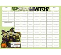 Name the Witch Halloween Fundraising Scratch Card. A4 Size - 100 Squares - Double Sided 330gsm Card