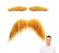 Name: Yellow Moustache and Eyebrows Weight: 8g Product Size: Single Eyebrow: approx. 9 x 2 cm Beard: approx. 13 x 8 cm Material: Synthetic Fibre
