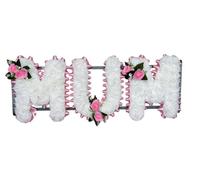 NAMED LETTERS ARTIFICIAL FLORAL TRIBUTE MEMORIAL FUNERAL CASKET LETTER WREATH FLOWERS RELATIVE Any 3 letters (BLUE RIBBON & CLUSTER, MUM)