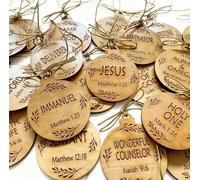 Names of Jesus Ornaments, 2025 Christmas Little Jesus Advent Decor, Wood Hanging Chritmas Ornaments with Savior Names, Vintage Family Nativity Xmas Tree Decoration