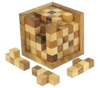 Namesakes® 3D wooden Cube puzzle - fun brain teaser for adults & teens - fun desk game - logic building block geometric jigsaw challenge!