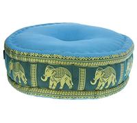 Namesakes Zafu Yoga Cushion floor seat - Meditation Relaxation - Elephant Pattern - Light Blue - Kapok Filled - Large 46 x 15cm