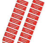 Nametape Express - Red Water Bottle Labels Personalised Dishwasher Proof/Waterproof Nametags/Nametapes by FunnyBone™ Stickers (40 Labels)