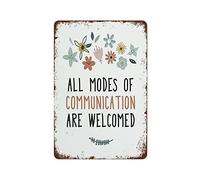 NAMEY All Modes of Communication are Welcomed, Speech Therapy Wall Decor, Speech Room, Speech Therapy Poster, Wall Art, Speech Articulations Tin Sign Vintage Wall Decor for Cafe Bar Home 12 x 8 Inch